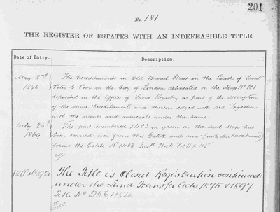 1862 Act Register: HM Land Registry